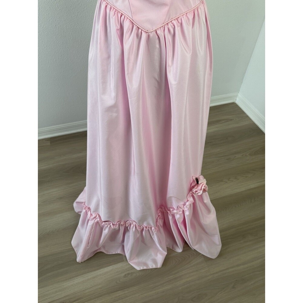 Vintage Pink 70s 80s Prom Party Dress Gown Princess Read! - Picture 7 of 16